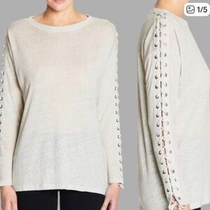 IRO Salim Lace Up Sleeve Linen Top Size XS